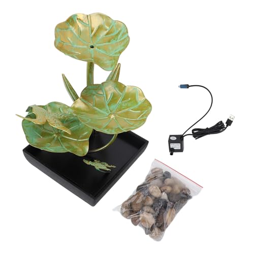 Aramox Bird Leaf Shaped USB Fountain Decor Iron Art Water Fountain Decoration Tabletop Water Decoration for Living Room Entrance Hall