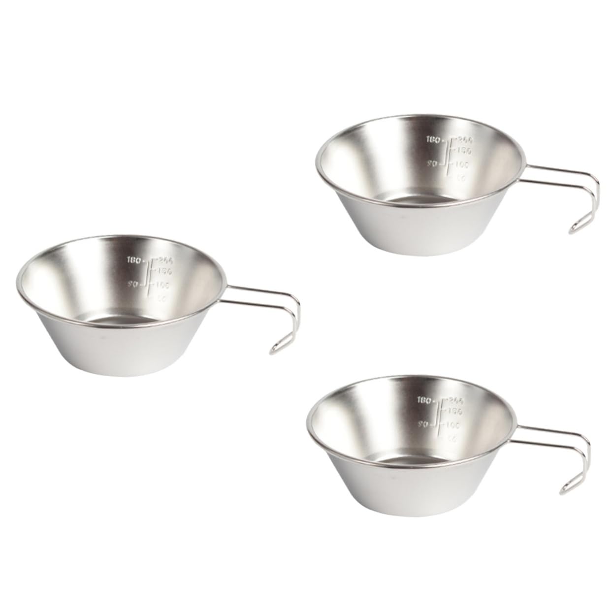 ibasenice 3pcs Collapsible Water Bowl Camping Bowl Stainless Steel Wine Cup Compact Picnic Accessory