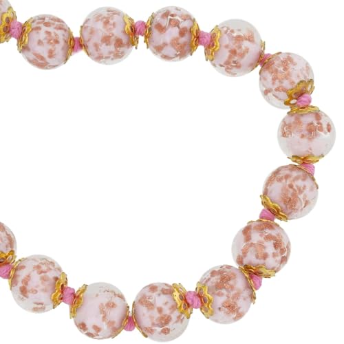 Glass Of Venice Short Murano Glass Necklace 16-Inch plus Extender - Italian Pink Sommerso Sparkling Beads Handmade Blown Glass3