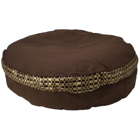 Kouboo Opulent Cotton Canvas Bean Bag, 39-Inch Diameter, Brown Cover