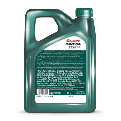 Castrol MAGNATEC STOP-START 0W-20 Full Synthetic Engine Oil for Petrol Cars 3.5L - Image 2 thumbnail