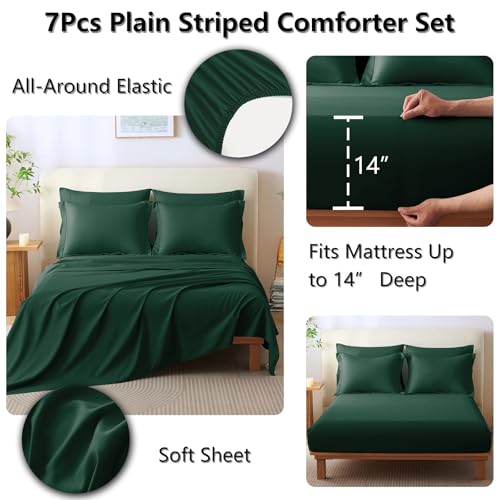 CozyLux Queen Comforter Set - 7 Pieces Bed in a Bag Emerald Green Comforters Queen Size Bed Set, Soft Bedding Set with All Seasons Comforter, Sheets, Pillowcases & Shams - Image 6