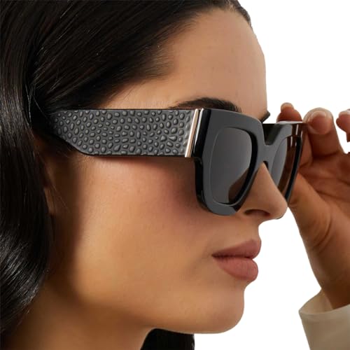 DIFF Iconica Maren Python Luxury Oversized Sunglasses for Women UV400 Polarized, Black + Grey2