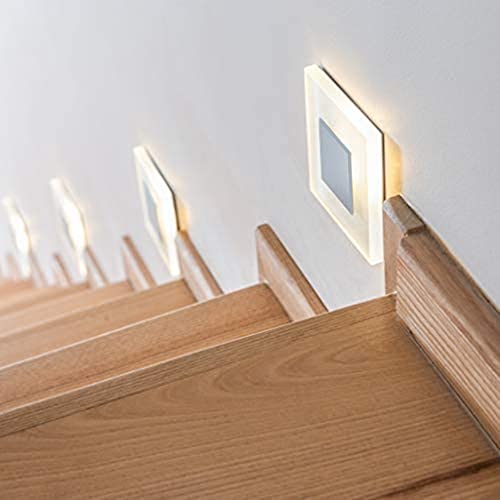 Ausleu Recessed Led Step Lights Stair Light Indoor, 90-265V 3W Cri90 Warm White 3000K, Square 2.95 Inch Not Waterproof, Ideal For Stairs/Decks/Steps/Door Side/Hallway/Doorway/Paths Lighting #TOP2