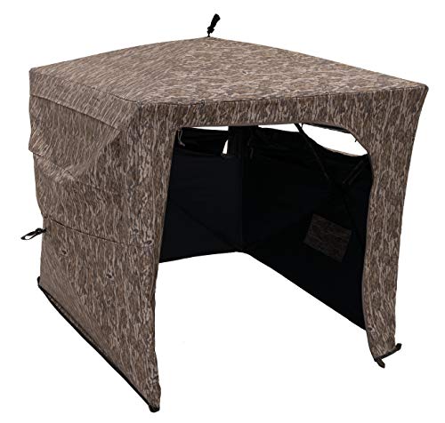 Alps Outdoorz Deception Pop Up Hunting Blind Featuring Unique Small Footprint Four Hub Design, Wide Windows With Silent Open, Extra Large Easy Access Door, Mossy Oak Bottomland #TOP3