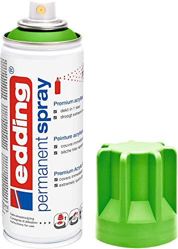 edding 5200 spray permanent - vert jaune mat - 200 ml - peinture acrylique pour peindre ou décorer verre, métal, bois, céramique, plastique, toile - peinture...