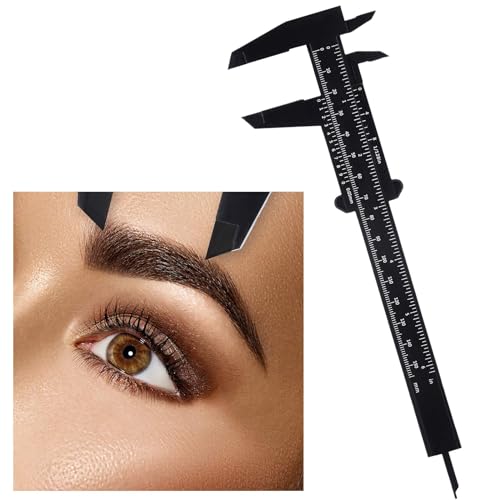 Frienda 5 Pieces Eyebrow Measuring Ruler, Brow Mapping Ruler Tool, Mini Vernier Caliper Double Scale Plastic Ruler, Sliding Gauge Ruler for Microblading Eyebrow Tattoo Brow Artists (Classic Colors)