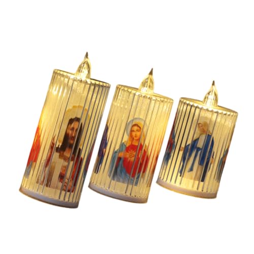 Velas LED religiosas SHOWERORO de acrílico pack de 3 lámparas decorativas sin llama