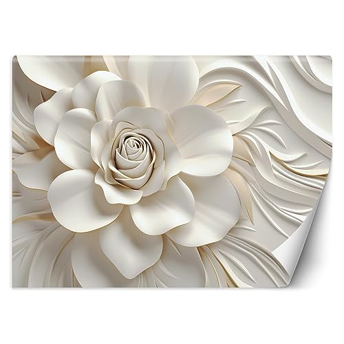 Feeby Papier Peint Intissé Fleurs 3D Motif floral 200x140 cm blanc XXL Moderne Décoration Murale Tableaux Muraux Tapisserie Salon Chambre à coucher Nature AI