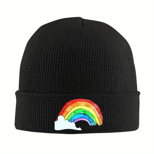 EWASDACCS Rainbows Brites Gorros Sombrero I Can Sing A Rainbow Beanie Hats Sombrero Gráfico para Tejer Tope Otoño Invierno Casual Adulto KPOP Capa Envolvente