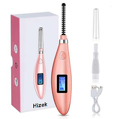 Heated Eyelash Curler,Hizek Portable Eye Curlerã€2020 Newestã€‘Mini USB Rechargeable Lash Curler Tool with LCD Display for Eyelashes Quick Natural Curling and 24 Hours Long Lasting