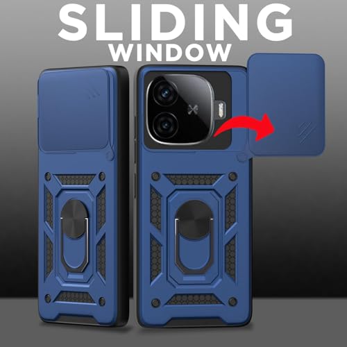 Image of Luxe Back Cover for iQOO Neo 10R 5G | D10 Tough Armor | Sliding Camera Shield | 360 Protection | Kickstand Ring Holder | Military-Grade Shockproof Bumper