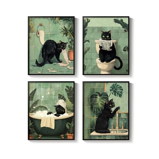 Framed Funny Black Cat Art Collection