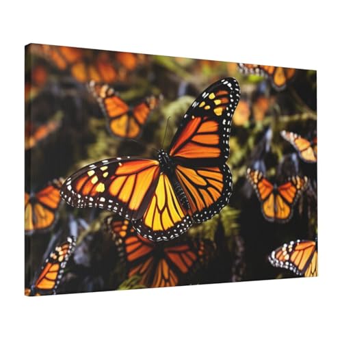 Toile papillons monarques decoration murale salon chambre 40x61cm