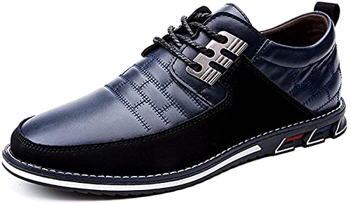 Asifn Zapatos de Cómodos Cuero Oxford de Negocios con Cordones británicos Casuales para Hombres Zapatos de Oficina de conducción de Empalme clásicos Transpirables(Azul,43 EU Cover