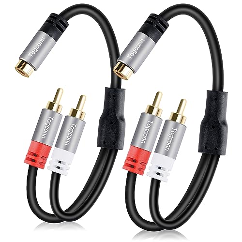 RCA Y-Adapter Splitter Cable 2Pack 1 RCA Female to 2 RCA Male Stereo Audio Video Subwoofer Car Audio Cable Y Splitter Adapter Extension Cord for Home Theater Hi-Fi System Amplifier Speaker-0.6 Feet