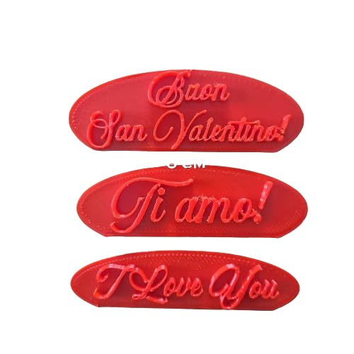 Tagliabiscotti.it - Set stampi Buon San Valentino Ti Amo! e I love You - Tagliabiscotti - Formina - per biscotti o decorazioni torte in pasta di zucchero - Misura 5/6 cm circa.