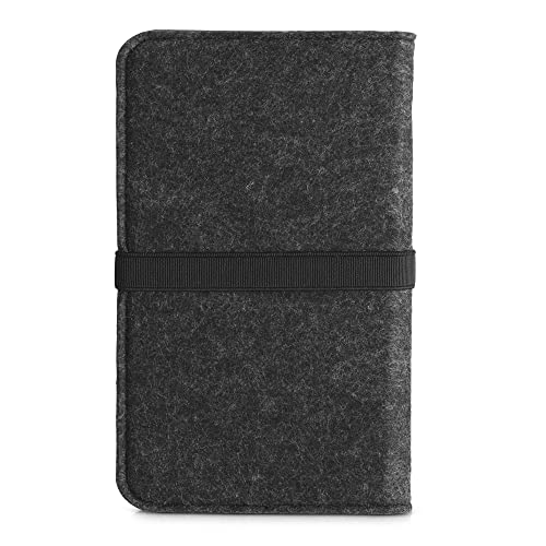 kwmobile Felt Cover Compatible with M - 5.5" - Fabric Case with Elastic Band and Slot for Universal Fit - Dark Grey/Black - Image 3