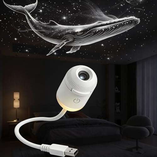 Image of Galaxy Night Light Projector,2-In-1 Galaxy Projector with 24 Sliding Projection Films,360° Adjustable USB Starry Sky Night Light Projector with Adjustable Brightness for Car and Bedroom Decoration