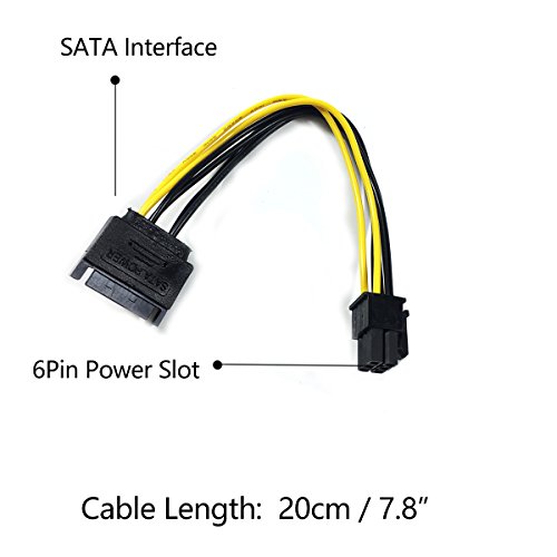 6 Pin PCI-e da 1x a 16x Scheda Adattatore Riser Potenziata & Cavo di prolunga USB 3,0 & 6Pin al Cavo di Alimentazione SATA & Adattatore Riser GPU,Scheda Grafica Express Ethereum Mining ETH (3 Pezzi)