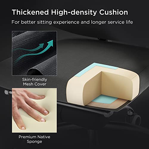 Hbada Ergonomic Office Chair High Back Desk Chair Recliner Chair With Lumbar Support Height Adjustable Seat, Headrest- Breathable Mesh Back Soft Foam Seat Cushion With Footrest, White #TOP5