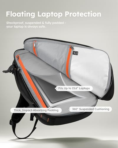 Tolaccea Travel Backpack, TSA Friendly Flight Approved Carry-on Luggage Water-resistant Business Rucksack, Durable Large Computer Bag Daypack Fits 15.6 Inch Laptop, 35-45L Expandable - Black3