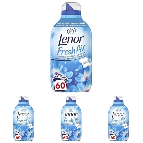 Lenor Fresh Air Adoucissant 60 Lavages, Parfum Fraîcheur Matinale, Protection Anti-Odeurs, Fraîcheur Ultra Concentrée, Fabriqué En France (Lot de 4)