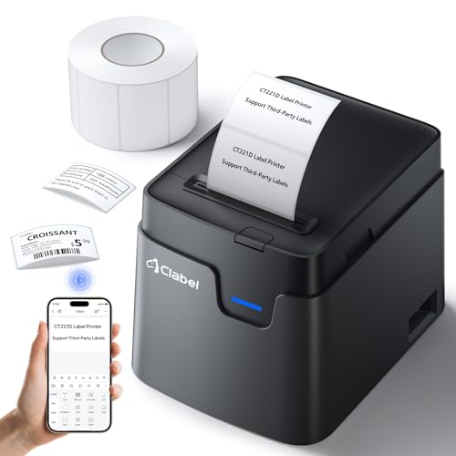CLABEL Desk Bluetooth Barcode Label Printer: 221D Label Maker with Direct Thermal Printing, 2 Inch Print Width for Barcodes Address Shipping Warehouse with 1...