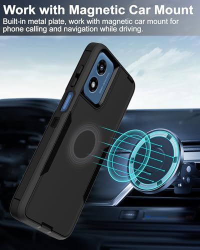 Dahkoiz for Motorola Moto G Play(2024) Case, [Dustproof Port Cover] [15ft Drop Protection] [Support Magnetic Car Mount], Slim Fit Non-Slip Phone Case for Moto G Play 4G(2024), Black/Black - Thumbnail 7