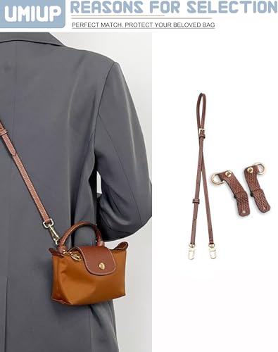 Image of Crossbody Strap for Longchamp Mini Bag, Leather Handbag Shoulder Strap Kit Adjustable for Mini Longcamp Tote Bag