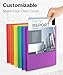 Dunwell 2-Pocket 3-Prong Folders with Clear Front View Pocket, 6 Vibrant Colors, Durable Acid-Free Poly Plastic, 3-Hole Binders with Brads and Pockets, Include Labels