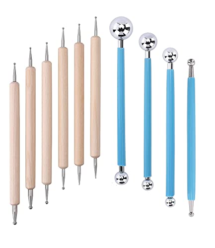 Image of DEZIINE 10 Pcs Ball Stylus Dotting Tools Clay Ceramics Pottery Carving Embossing Sculpting Set