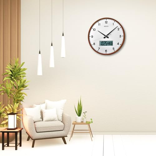 Image of Seiko Abstract Mixed Material Wall Clock (Brown, 33 cm x 33 cm x 6 cm, QXL008BN)