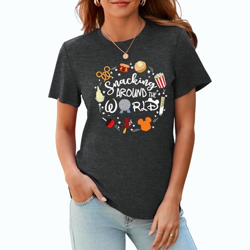 Image of Magical Shirt for Women Magic Kingdom T Shirt Family Vacation Tee Princess Castle Casual Short Sleeve Tops