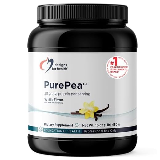 Designs for Health PurePea - 20g Vegan Pea Protein, Non-GMO Natural Drink Mix Powder Supplement, Vanilla (15 Servings / 450g)