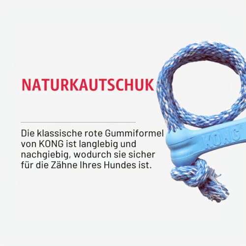 KONG – Puppy Goodie Bone mit Seil – Kautschuk zur Zahnungshilfe, Hundespielzeug zur Zahnreinigung (Farbvar.) – Für Sehr Kleine Welpen