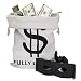 Villain Bank Robber Costume Mask Trick Treat $$ Fully Loaded Money Bags. Large Drawstring Sack Dollar Sign Cowboys Bandits, Thief Halloween Costumes Party Decorations (4-Pack)