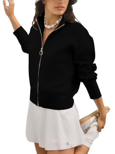Image of SuperPrity Cardigan Sweaters for Women Long Sleeve Zip Up Lightweight Knit Jacket 2024 Fashion Fall Baseball Coats Outwear