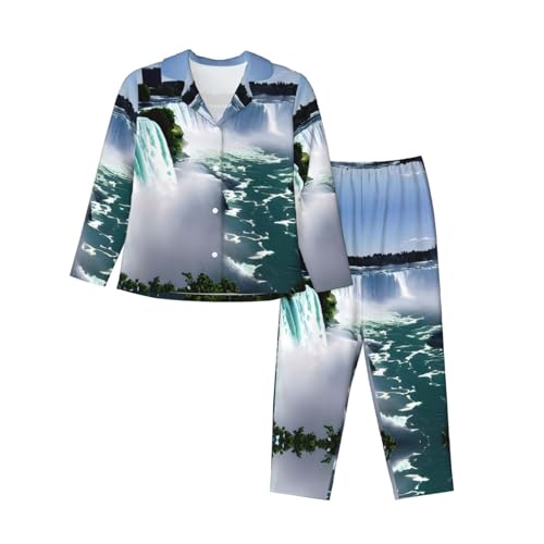 Pyjama 2 pièces manches longues motif automne pour vêtement de nuit confortable