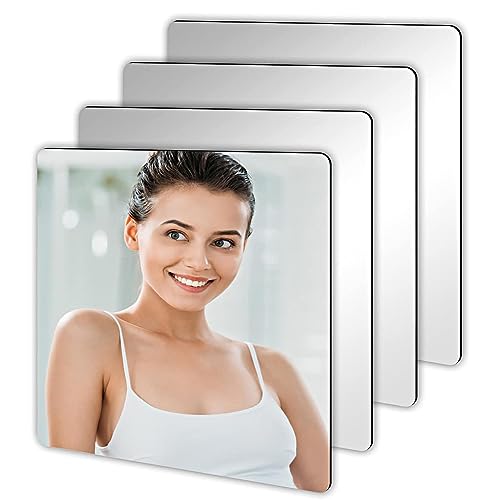 OctBird 4Pcs Miroir Autocollant 30x30 CM Miroir Carré Feuille Miroir  Adhésif Miroirs Muraux Miroir Adhesif Mural Décoratif Autocollantes Miroir