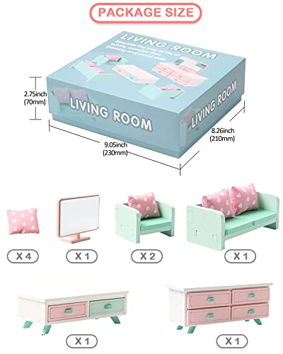 Besting Wooden Doll House Furniture Set Colorful Pretend Play Toys With Wood Miniature Living Room Dollhouse Accessories For Kids Girls Boys Intellectual Education (Lt227) #TOP5