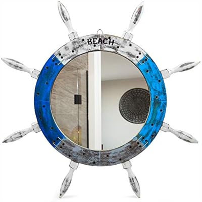 Nagina International Antique Beautiful Painted Rusty Vintage Mirror Ship Wheel - 30" (24 Inches) 410pXp9pp9L. SS400