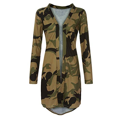 Toimothcn Womens Thin Camouflage Cardigan Tops Long Sleeve Slim Jacket Outerwear Coat(Camouflage,L)