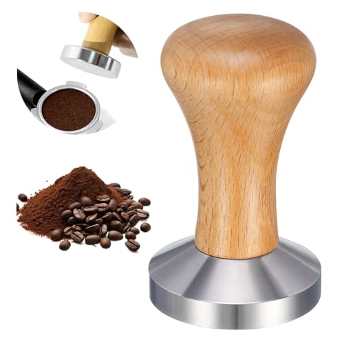 Image of Supvox 58mm Coffee Tamper Heavy Duty Stainless Steel Barista Coffee Tamper Elegant Solid Wooden Handle Espresso Espresso Accessories