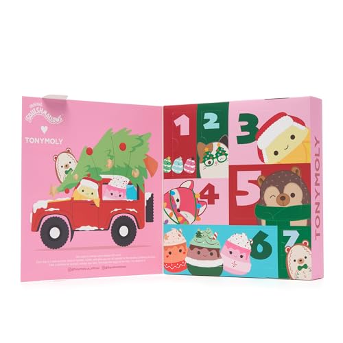 TONYMOLY x Squishmallows Advent Calendar 2025 – 7-Day Limited Edition Holiday Skincare Gift Set with Hand Cream, Lip Gloss, Sheet Masks & Collectibles