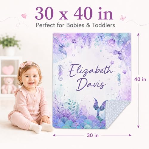 Image of Personalized Baby Blanket for Girls, Custom Nursery Blanket with Name, 30 x 40 Inch Soft Minky Blanket for Baby Toddlers, Newborn Print 15