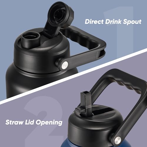 Fijinhom Gallon jug termo aislado de acero inoxidable de 128 oz con asa, negro miniatura 4