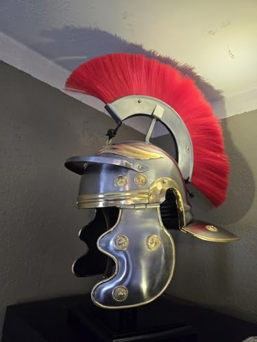 Nagina International Medieval Century Red Crest Roman Centurion Gallic Smiths Helmet for Gladiators Warriors for LARPERS