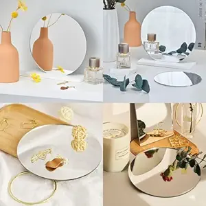 Kuber Industries Self Adhesive Mirror Stickers for Wall|Round Wall Mirror Stickers|Flexible Mirror for Wall D cor, Living Room|Premium Acrylic Material 