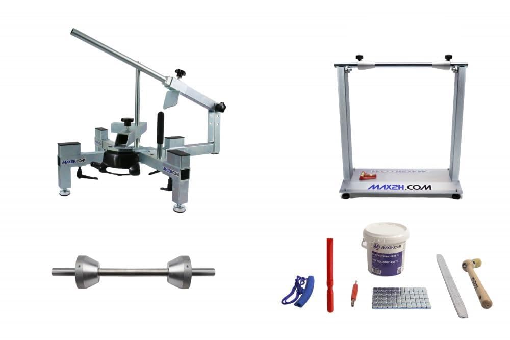 MAX2H® MG-2 zestaw do montażu opon z koziołkiem wyważeniowym Plus do huśtawek jednouchwytowych 50-80 mm (samoprzylepne obciążniki szare)